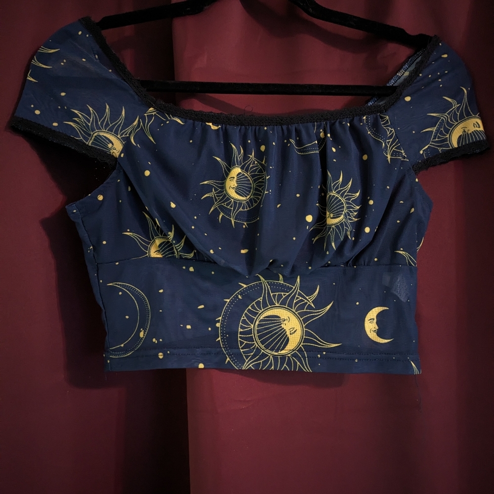 Shear dark blue mystic crop top size small